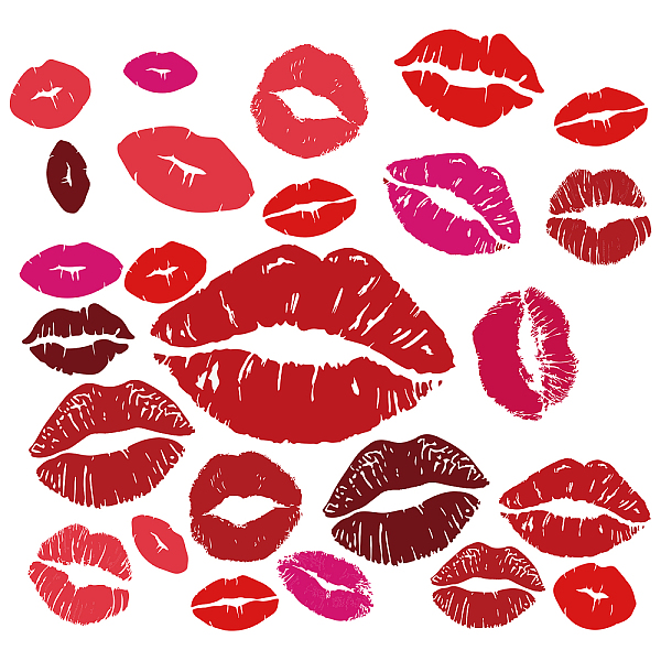 

PandaHall SUPERDANT Valentine's Day Trendy Red Lips Removable Wall Stickers Set of 25 Kisses Self-Adhesive Wall Art Decals for Home Living...