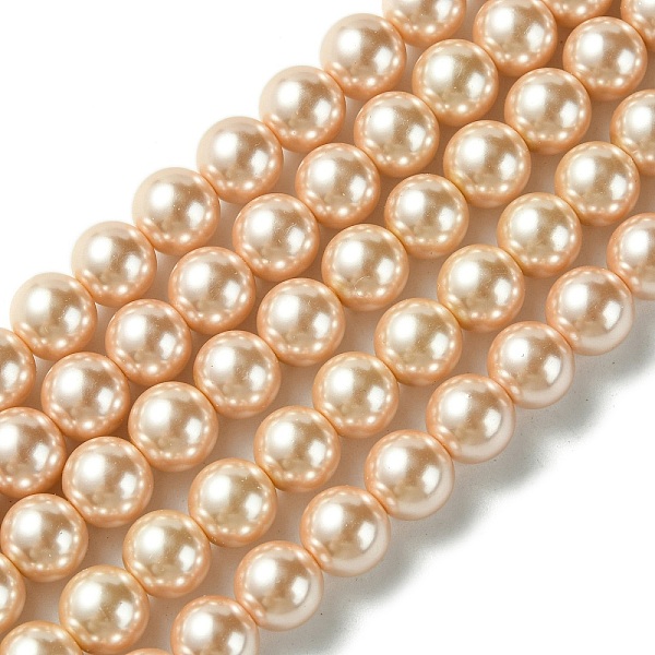 

PandaHall Eco-Friendly Dyed Glass Pearl Round Beads Strands, Grade A, Cotton Cord Threaded, Light Salmon, 8mm, Hole: 0.7~1.1mm, about..., Red