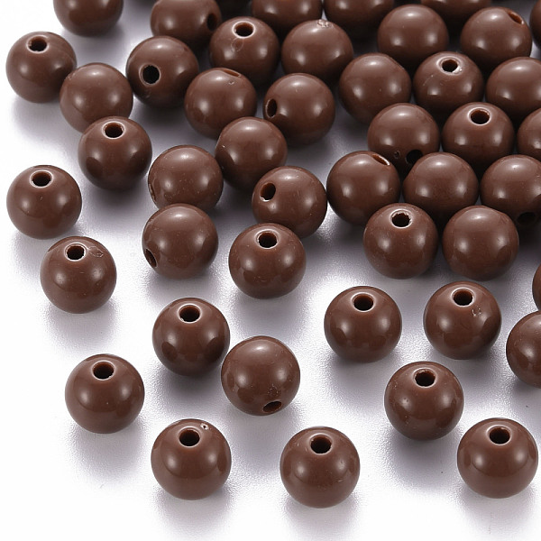 

PandaHall Opaque Acrylic Beads, Round, Sienna, 8x7mm, Hole: 2mm Acrylic Round Brown