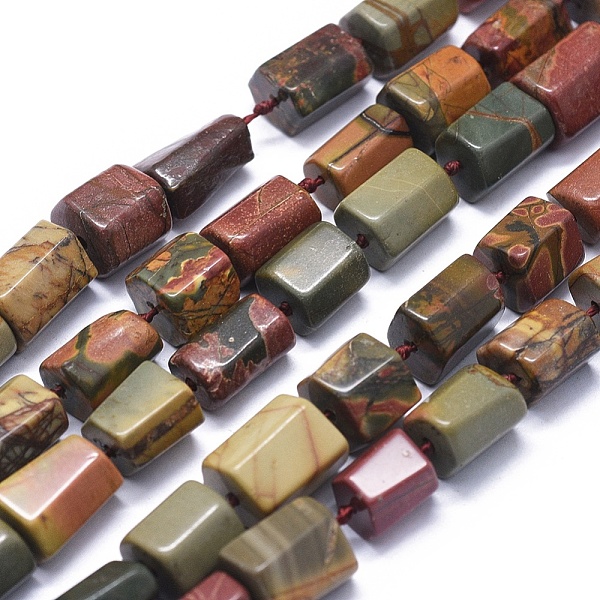 

PandaHall Natural Polychrome Jasper/Picasso Stone/Picasso Jasper Beads Strands, Hexagonal Prism, 9~12x8~10mm, Hole: 0.7mm, about...