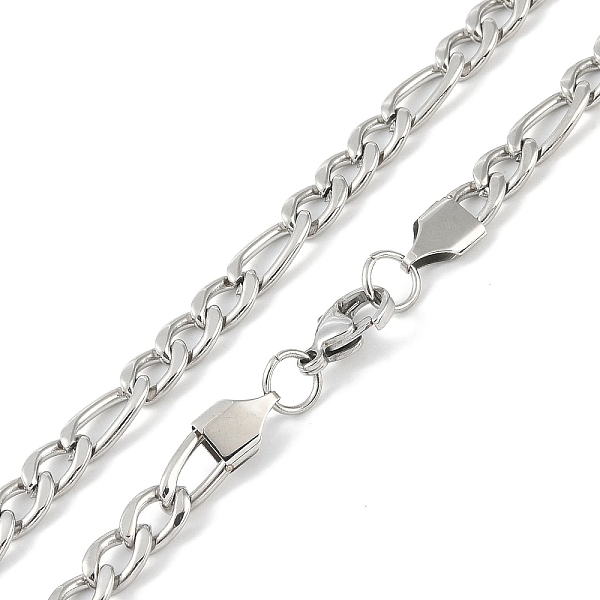 

PandaHall 201 Stainless Steel Figaro Chain Necklaces, Stainless Steel Color, 24.09 inch(61.2cm) 201 Stainless Steel