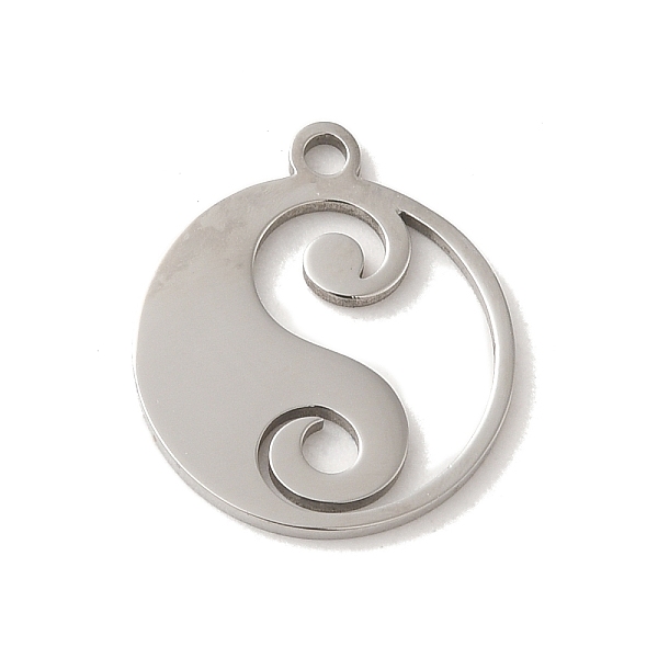 

PandaHall 201 Stainless Steel Pendants, Laser Cut, Flat Round with Yin-yang Charm, Stainless Steel Color, 16x14x1mm, Hole: 1.5mm 201...