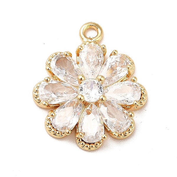 

PandaHall Brass Cubic Zirconia Pendants, Real 18K Gold Plated, 8-Petal Flower Charm, Clear, 16.5x14x4mm, Hole: 1mm Brass+Cubic Zirconia...