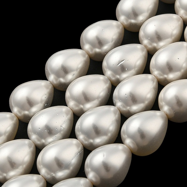 

PandaHall Teardrop Shell Pearl Bead Strands, White, 14~16x12mm, Hole: 1.2mm, about 26pcs/strand, 15.74 inch Shell Pearl Teardrop White