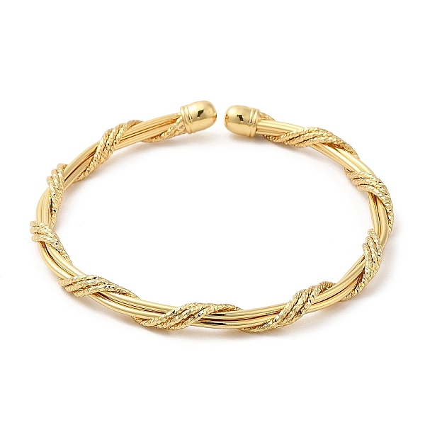 

PandaHall Rack Plating Brass Twist Rope Cuff Bangle for Women, Cadmium Free & Lead Free, Real 18K Gold Plated, Inner Diameter: 2-1/2 inch...