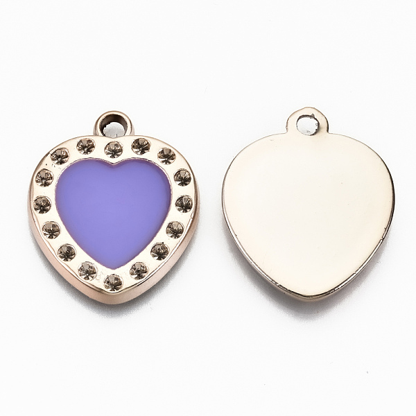 

PandaHall UV Plating Acrylic Pendant Rhinestone Settings, with Enamel, Multi-Petal Heart with Concave Dot, Light Gold, Medium Orchid, Fit...