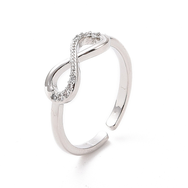 

PandaHall Clear Cubic Zirconia Infinity Open Cuff Ring, Brass Jewelry for Valentine's Day, Platinum, US Size 7 1/4(17.5mm) Brass+Cubic...