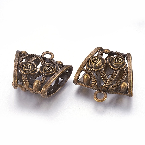 

PandaHall DIY Scarf Pendant Tibetan Style Hangers, Large Bail Beads, Tube Carved Rose, Lead Free & Cadmium Free, Antique Bronze, 39x37x16mm...
