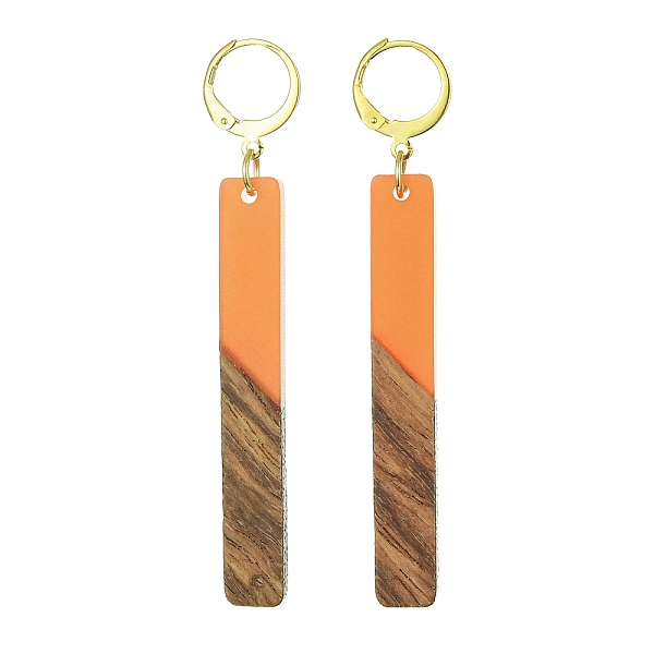 

PandaHall Two Tone Resin & Walnut Wood Rectangle Dangle Leverback Earrings, Golden 304 Stainless Steel Long Drop Earrings, Sandy Brown...