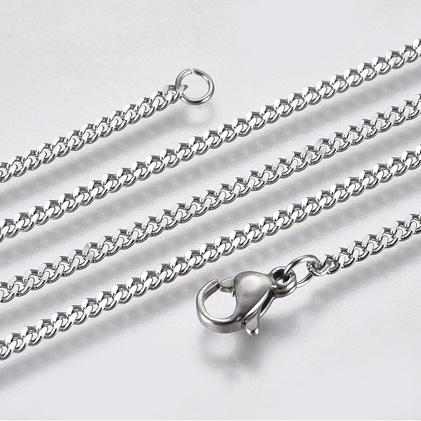 

PandaHall 304 Stainless Steel Curb Chain Necklaces, with Lobster Claw Clasp, Stainless Steel Color, 23.62 inch(60cm) 304 Stainless Steel