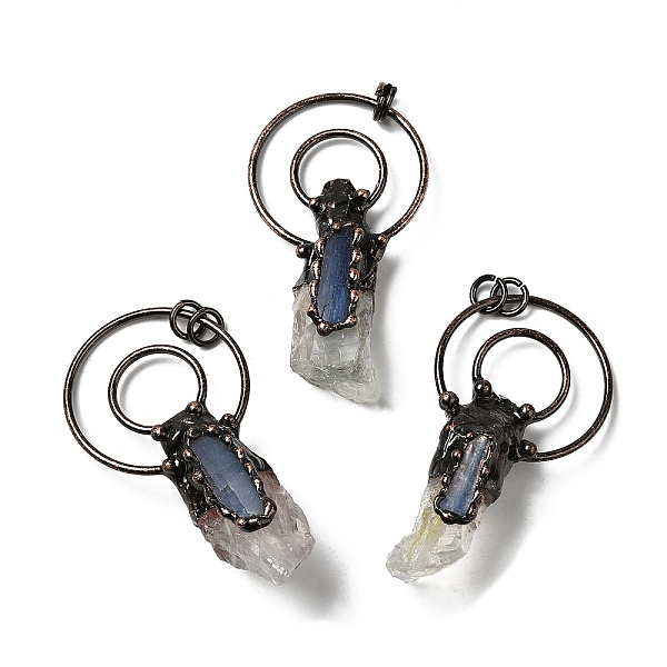 

PandaHall Natural Kyanite & Green Quartz Big Pendants, Nuggets Charms, with Red Copper Plated Brass Findings, Cadmium Free & Lead Free...