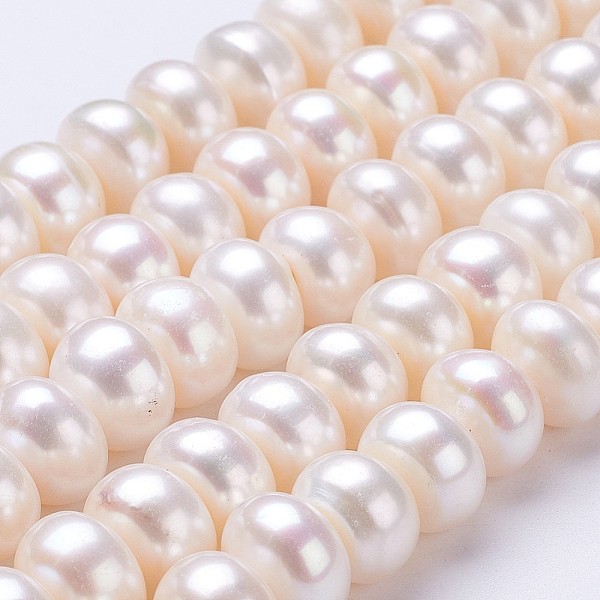 

PandaHall Natural Cultured Freshwater Pearl Beads Strands, Rondelle, Linen, 11~12x7~8mm, Hole: 0.5mm, about 47~48pcs/strand, 15.1 inch Pearl..., Brown