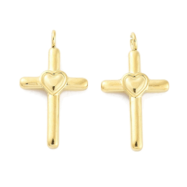 

PandaHall Ion Plating(IP) 316L Surgical Stainless Steel Cabochon Settings For Enamel Pendants, Cross with Heart, Real 18K Gold Plated, Tray...