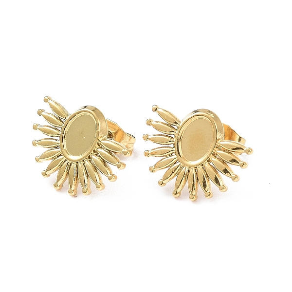 

PandaHall Ion Plating(IP) 304 Stainless Steel Stud Earring Finding, Earring Settings, Sun, Golden, Tray: 6x4.5mm, 12.5x15mm, Pin: 0.8mm 304...