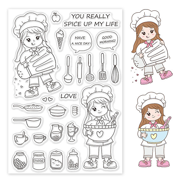 

PandaHall GLOBLELAND Prep Chef Clear Stamps Cutlery Kitchenware Silicone Clear Stamp Seals for Cards Making DIY Scrapbooking Photo Journal...