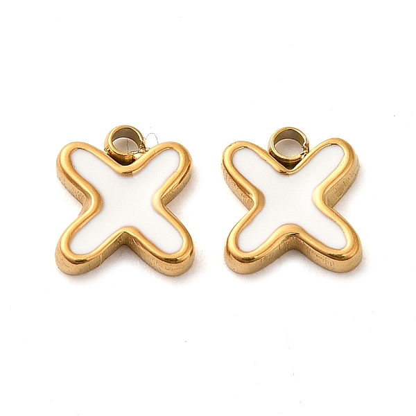

PandaHall 304 Stainless Steel Enamel Charms, Real 14K Gold Plated, Letter, Letter X, 7x6x1.3mm, Hole: 1.2mm Stainless Steel+Enamel Letter X..., White