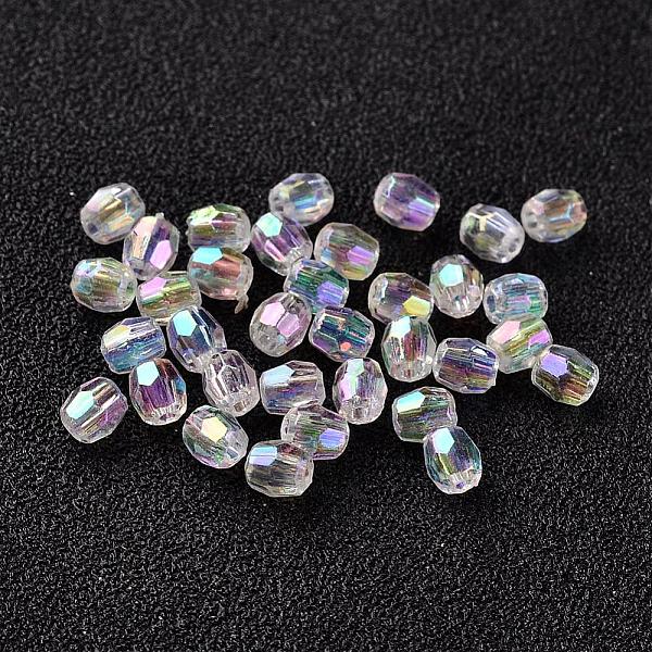 

PandaHall AB Color Plated Eco-Friendly Transparent Acrylic Barrel Beads, Faceted, Clear AB, 4x4mm, Hole: 1mm, about 13333pcs/500g Acrylic..., White