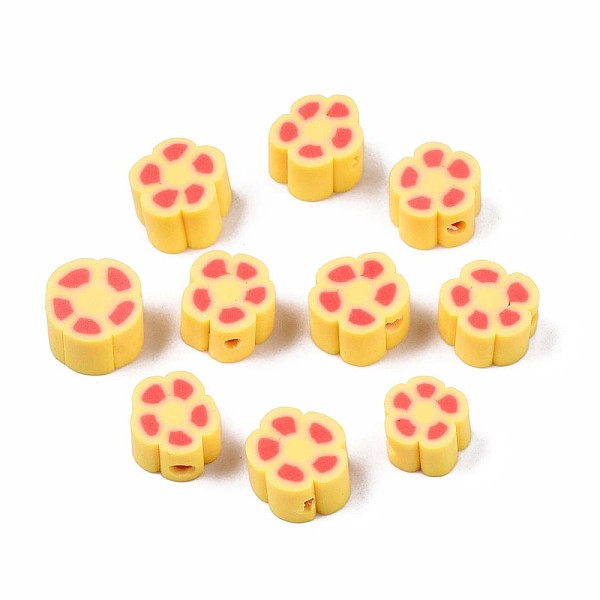 

PandaHall Handmade Polymer Clay Beads, Flower, Light Khaki, 7.5~9x7.5~10x4~5mm, Hole: 1.6mm Polymer Clay Flower