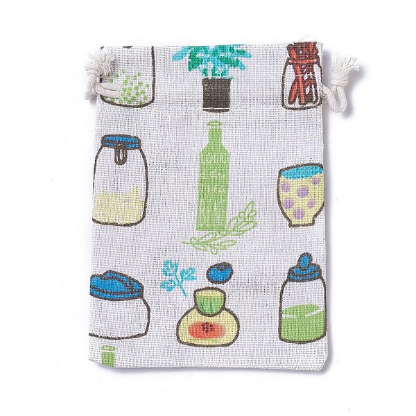 

PandaHall Burlap Packing Pouches, Drawstring Bags, Rectangle with Pot Culture Pattern, Colorful, 14~14.4x10~10.2cm Burlap