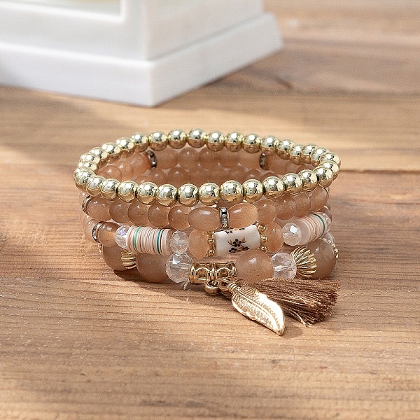 

PandaHall Bohemian Vacation Style Glass Beaded Stackable Stretch Bracelets Set for Women Glass