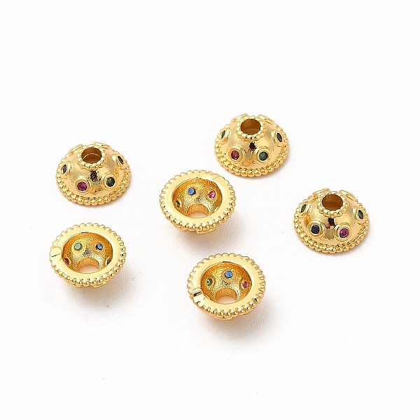 

PandaHall Brass Bead Caps, with Rhinestones, Apetalous, Real 18K Gold Plated, 8x4mm, Hole: 2mm Brass+Rhinestone Multicolor