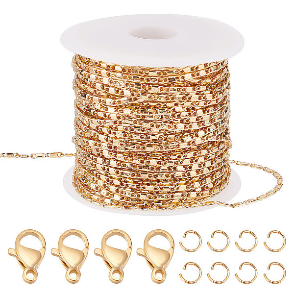 

PandaHall Beebeecraft 33 Feet 18K Gold Plated Cable Chains Mirror Link Chain with 20 Lobster Claw Clasps and 50 Jump Rings for Necklace...