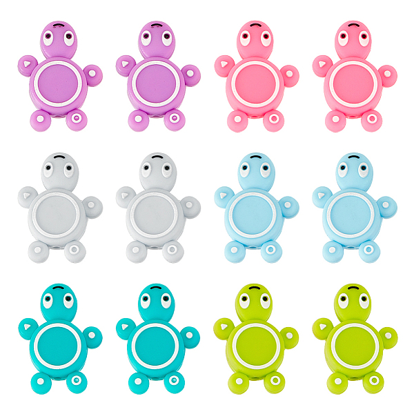 

PandaHall Olycraft 12Pcs 6 Colors Tortoise Silicone Beads, DIY Nursing Necklaces and Bracelets Making, Chewing Pendants For Teethers, Mixed..., Multicolor