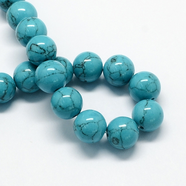 

PandaHall Dyed Synthetic Turquoise Gemstone Bead Strands, Round, Dark Turquoise, 12mm, Hole: 1.5mm, about 33pcs/strand, 15.7 inch Synthetic..., Cyan