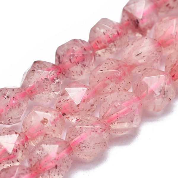 

PandaHall Natural Strawberry Quartz Beads Strands, Faceted, Round, Star Cut Round Beads, 7~8mm, Hole: 1mm, about 48~54pcs/Strand, 14.5...