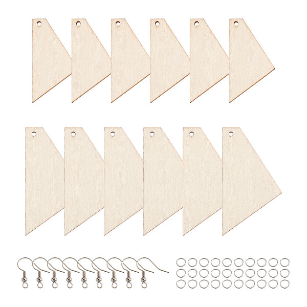 

PandaHall Yilisi DIY Trapezoid Natural Wood Pendants Earring Making Kits, Include Platinum Plated Brass Earring Hooks and Jump Rings..., Orange