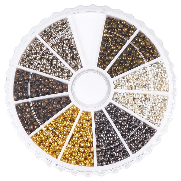 

PandaHall About 3000 Pcs 6 Colors 2mm Brass Tube Crimp Beads Cord End Caps for Jewelry Making Brass Rondelle