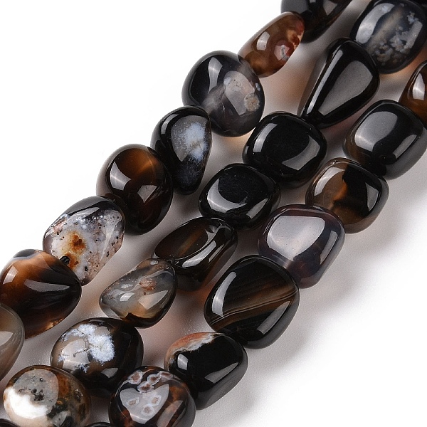 

PandaHall Natural Black Agate Beads Strands, Tumbled Stone, Nuggets, 9~13.5x8~9.5x4~8mm, Hole: 0.8mm, about 42~43pcs/strand, 15.35~15.94''...