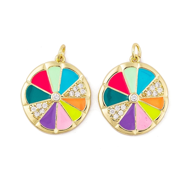 

PandaHall Brass Micro Pave Cubic Zirconia Pendants, with Enamel and Jump Ring, Real 18K Gold Plated, Fruit Slice Charms, Colorful, 23x20x3mm...