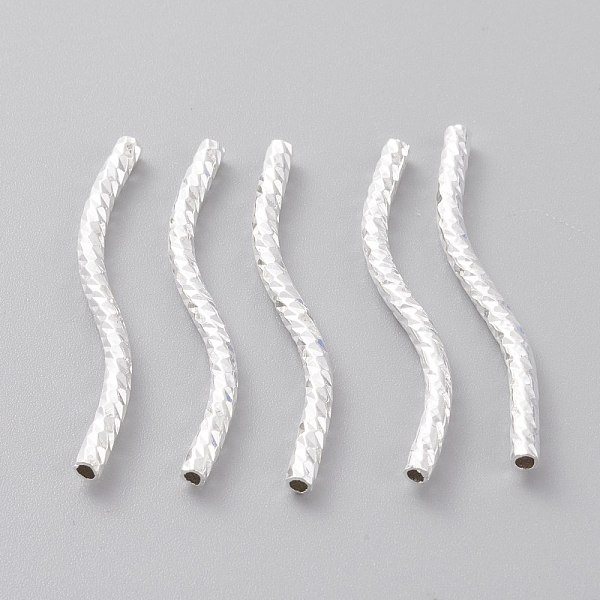 

PandaHall Brass Tube Beads, Long-Lasting Plated, Curved Beads, 925 Sterling Silver Plated, 29.5x2mm, Hole: 1mm Brass Others
