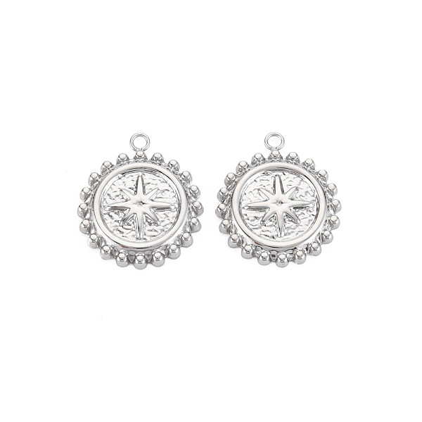 

PandaHall 304 Stainless Steel Pendants, Flat Round with Star, Stainless Steel Color, 18x15x2mm, Hole: 1.5mm 304 Stainless Steel Flat Round