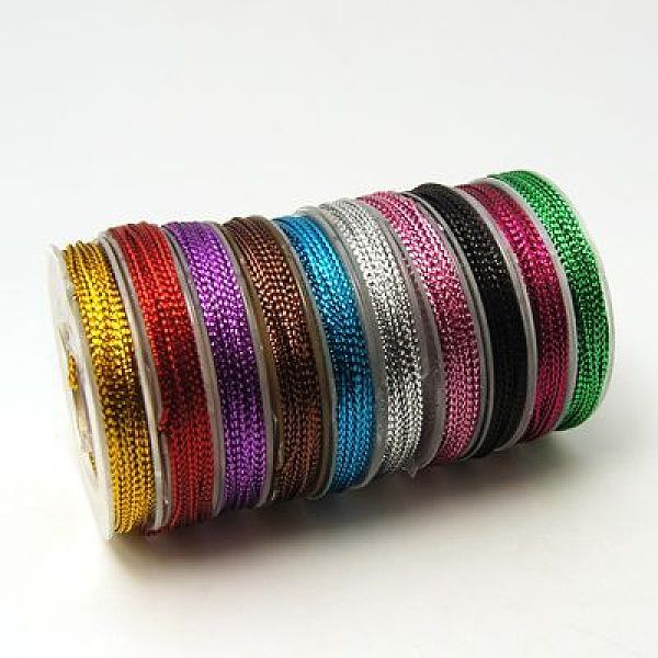 

PandaHall Braided Non-Elastic Beading Thread, Metallic Thread, Embroidery Thread, Mixed Color, 0.6mm, about 10.93 yards(10m)/roll Fibre..., Multicolor