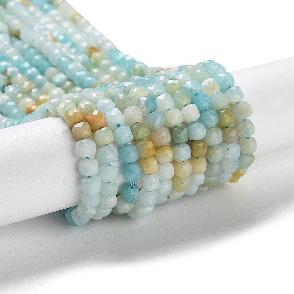 

PandaHall Natural Flower Amazonite Beads Strands, Faceted, Square, 4~4.5x4~4.5x4~4.5mm, Hole: 0.8mm, about 94~95pcs/strand, 15.16''~15.35''...