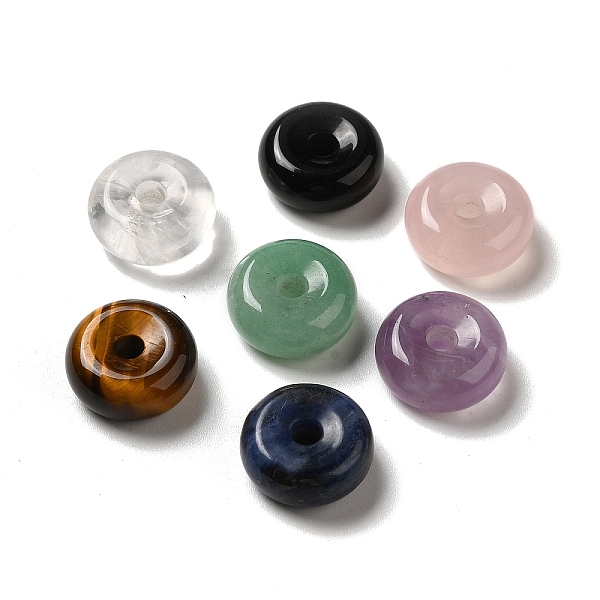 

PandaHall Natural Mixed Gemstone European Pendants, Donut/Pi Disc Charms, Large Hole Pendants, 16~17x6~7mm, Hole: 3~3.5mm Mixed Stone Donut