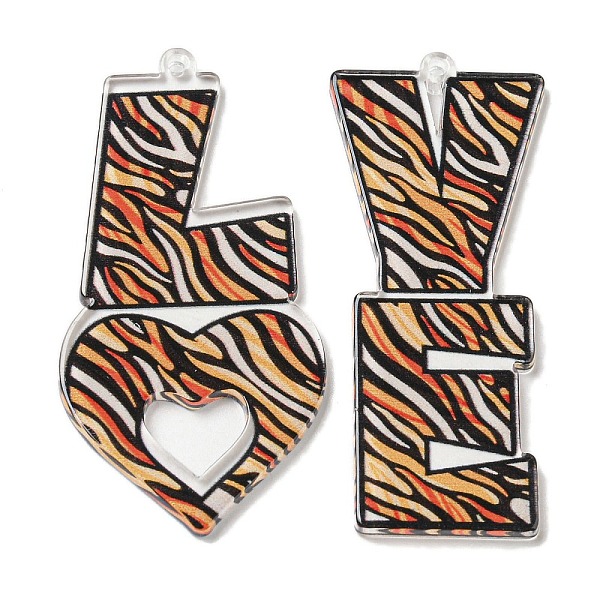 

PandaHall Opaque Acrylic Pendants, Word LOVE, Colorful, 50x21~25.5x2.5mm, Hole: 1.6mm Acrylic Letter