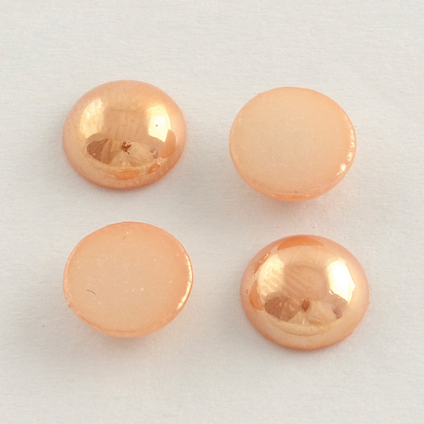 

PandaHall Pearlized Plated Opaque Glass Cabochons, Half Round/Dome, PeachPuff, 13~14x5~5.5mm Glass Half Round Brown
