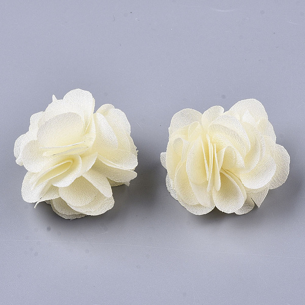 PandaHall Polyester Fabric Flowers, for DIY Headbands Flower Accessories Wedding Hair Accessories for Girls Women, Champagne Yellow, 34mm...