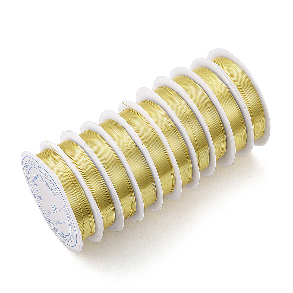 

PandaHall Round Copper Jewelry Wire, Long-Lasting Plated, Golden, 21 Gauge, 0.7mm, about 10.17 Feet(3.1m)/roll Copper Round