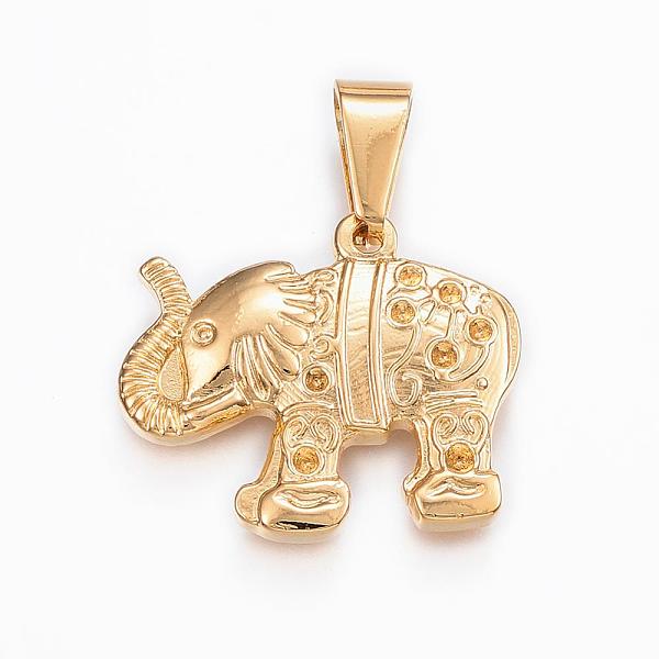 

PandaHall 304 Stainless Steel Pendant Rhinestone Settings, Elephant, Golden, 21.5x25x4mm, Hole: 9x5mm, Fit for 1mm Rhinestone 304 Stainless...
