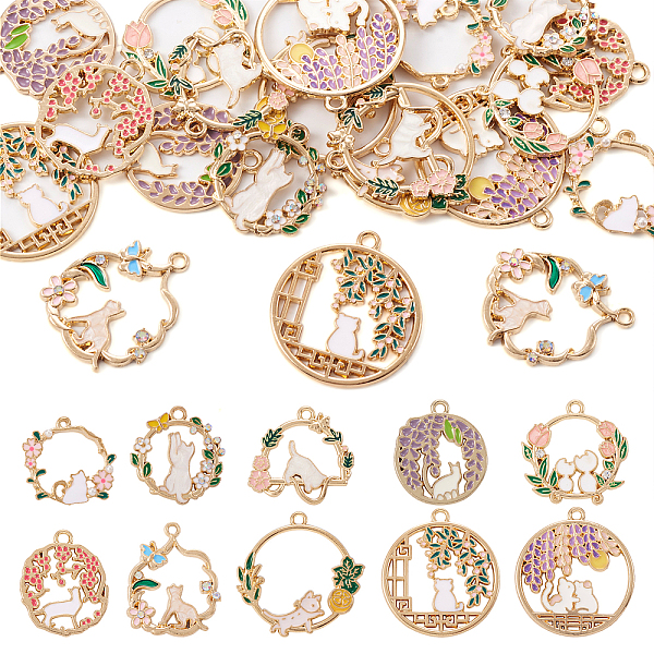 20Pcs 10 Style Alloy Enamel Pendants