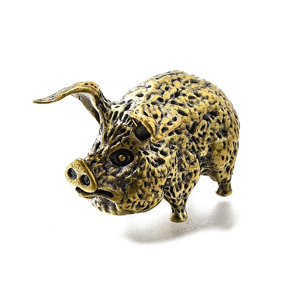 Brass Pig Figurine Statue for Living Room Table Home Decoration