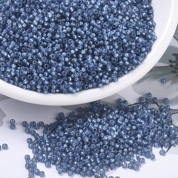 

PandaHall MIYUKI Round Rocailles Beads, Japanese Seed Beads, (RR648) Dyed Denim Blue Silverlined Alabaster, 11/0, 2x1.3mm, Hole: 0.8mm...