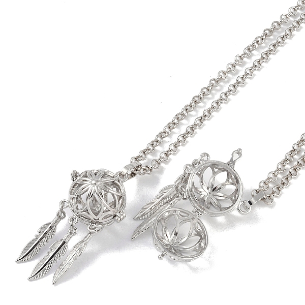 

PandaHall Brass Pendant Necklaces, Iron Rolo Chains, Woven Net/Web with Feather, Platinum, 32.05 inch(814mm) Brass Others
