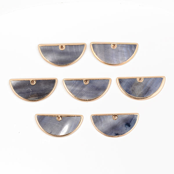 

PandaHall Natural Freshwater Shell Pendants, with Golden Plated Brass Edge, Fan, Dyed, Gray, 14.5x30x2.5mm, Hole: 1.2mm Freshwater Shell Fan...