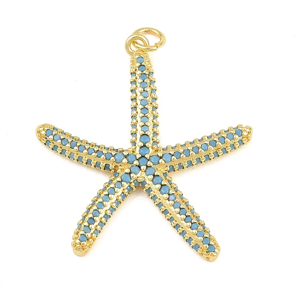 Colgantes de circonita cúbica azul cielo con micro pavé de latón