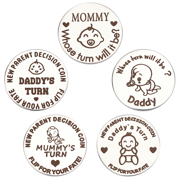 

PandaHall CREATCABIN 5Pcs 5 Style Stainless Steel Commemorative Coins, Double Sided, Flat Round with Pattern, Mixed Patterns, 29.5x1.5mm...